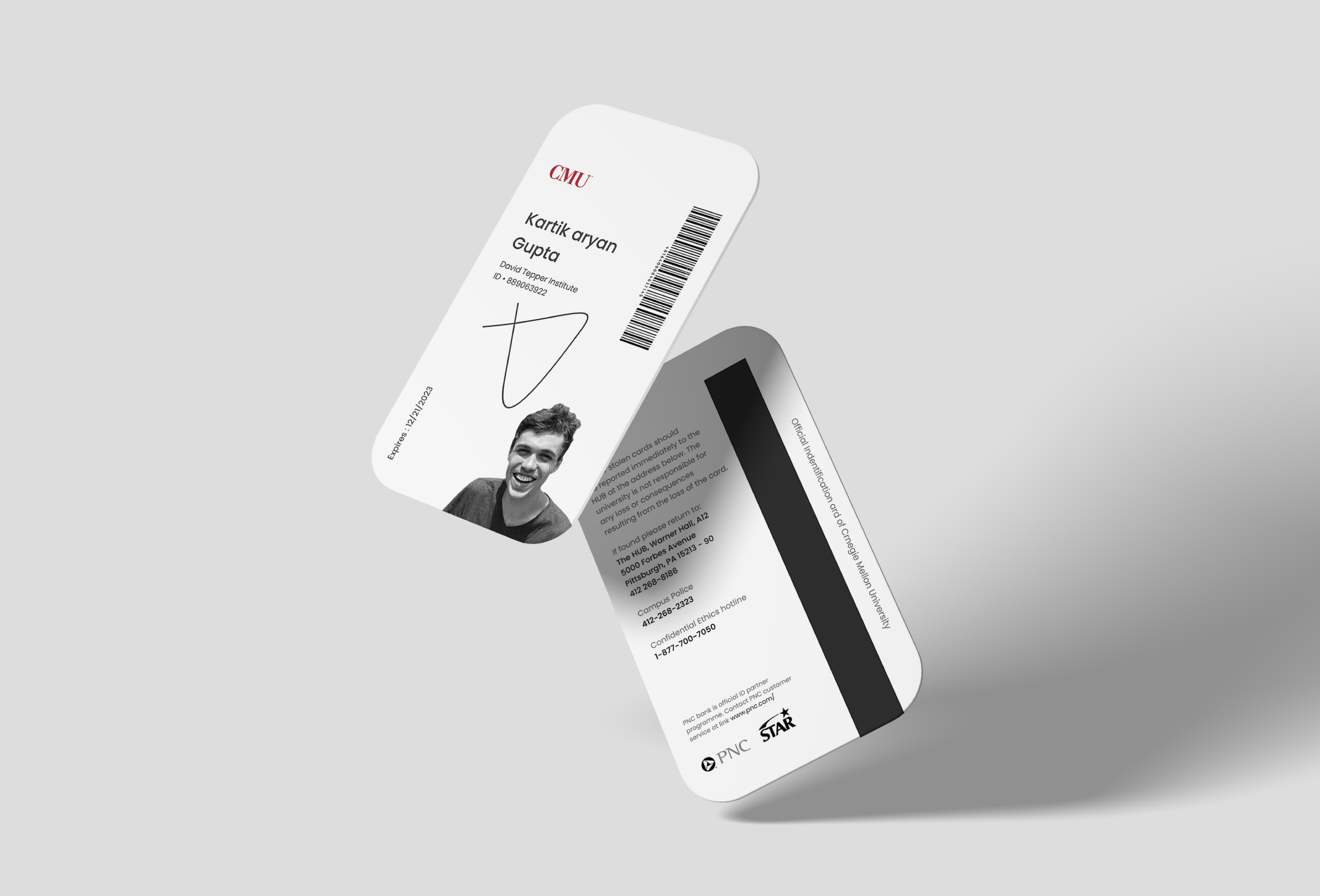 ID Card Design - Carnegie Mellon University black and white branding cards clean design element fresh id card illustration inspiration interface logo minimal monochrome symbol trending ui ux