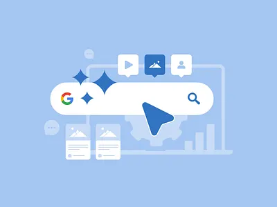 Search Generative Experience – AI Search landing page concept ai app business design digital marketing flat design google graphic design icon illustration landing page marketing search engine search generative experience seo ui ui illustration vector web design