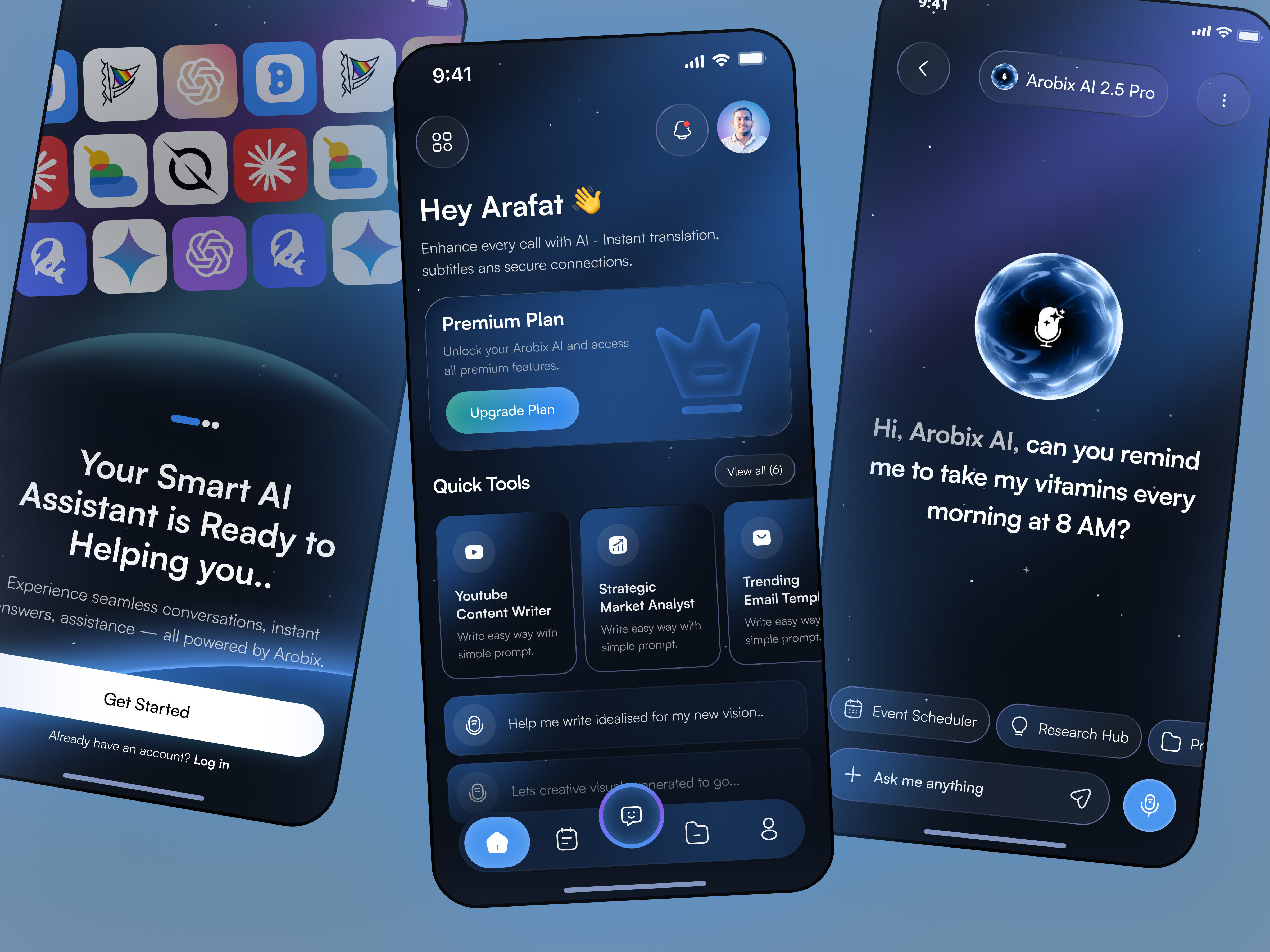 AI Chatbot Mobile App Interface Design ai ai app ai assistant ai chatbot artificial intelligence chatbot ai chatbot design dark app dark ui dribbble finance fintech mobile app mobile app design open ai product design ui ui design ux voice interface