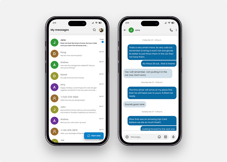 Messages UI by Jacob Di Domenico on Dribbble