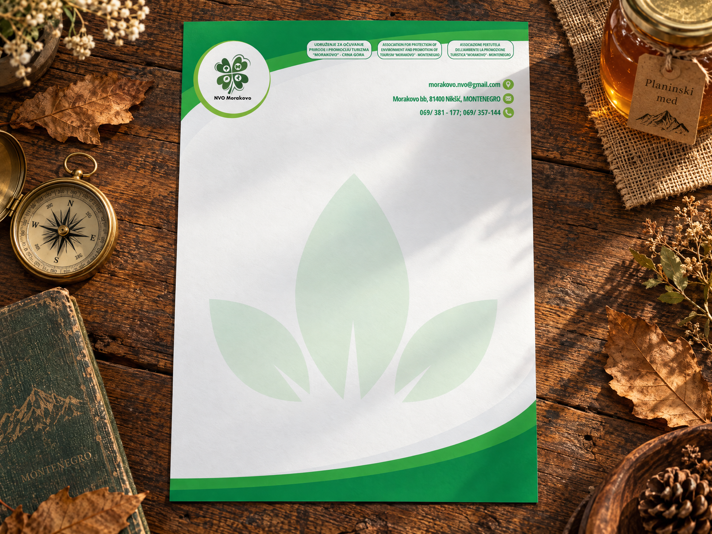 Letterhead - NVO Morakovo branding businessdesign clean corporateidentity eco environment graphicdesign green identity layout letterhead minimalist modern nature ngo organic print stationery sustainable visualidentity