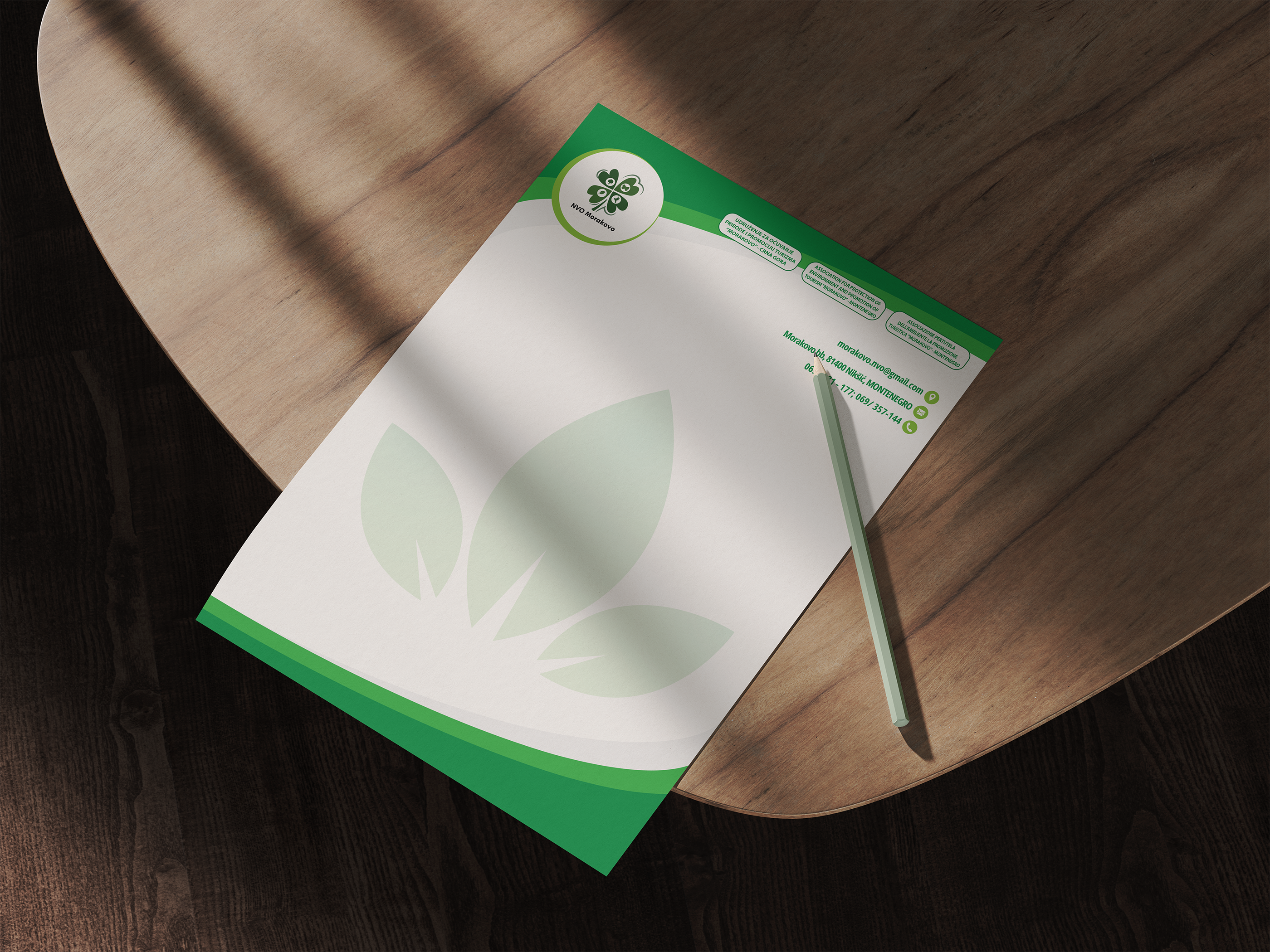 Letterhead - NVO Morakovo branding businessdesign clean corporateidentity eco environment graphicdesign green identity layout letterhead minimalist modern nature ngo organic print stationery sustainable visualidentity