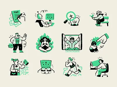 ILCONS Mini Illustrations Chapter 11 branding character design custom illustrations duotone flat getillustrations graphic design hand drawn human made icons ilcons illustration illustration collection logo outline saas illustrations vector web illustrations website illustrations welness illustrations