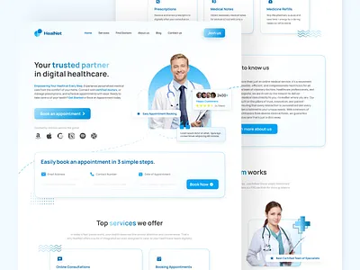 HealNet - Medical Website Design bentogrid cleandesign conversionrateoptimization digitalhealth healthcaredesign healthtech landingpagedesign medicalui minimalistui modernui patientexperience productdesign responsivedesign saasdesign telemedicine ui design userinterface ux design uxdesign webdesigntrends