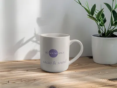 Mug design | Sound and Healing Studio brand guidelines branding design calm aesthetic creative direction editorial design holistic branding logo design mindfulness design minimalist branding modern serif organic color palette out of form studio poetic design sensory design sound healing spiritual branding typography system visual identity wellness brand zurich studio