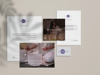 Stationery design | Sound and Healing Studio brand guidelines branding design calm aesthetic creative direction editorial design holistic branding logo design mindfulness design minimalist branding modern serif organic color palette out of form studio poetic design sensory design sound healing spiritual branding typography system visual identity wellness brand zurich studio