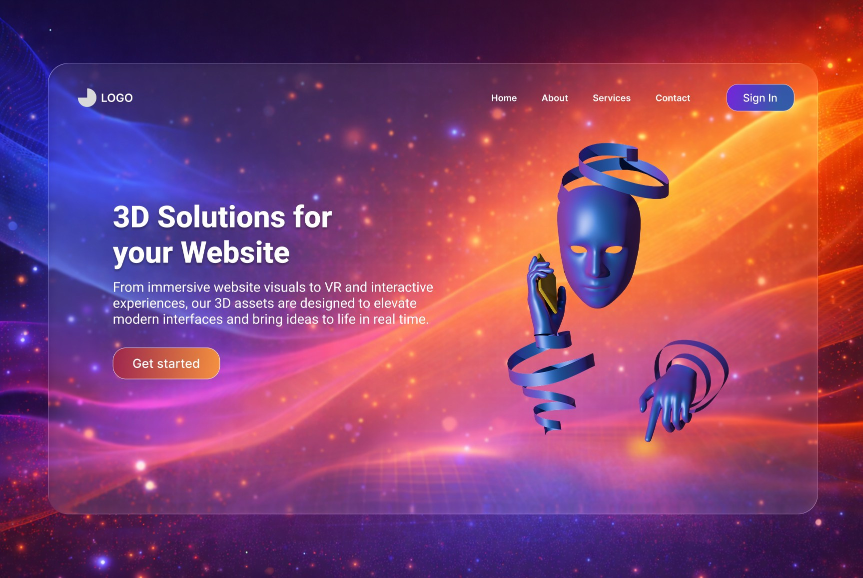 Abstract 3D humanoid 3d asset ui website