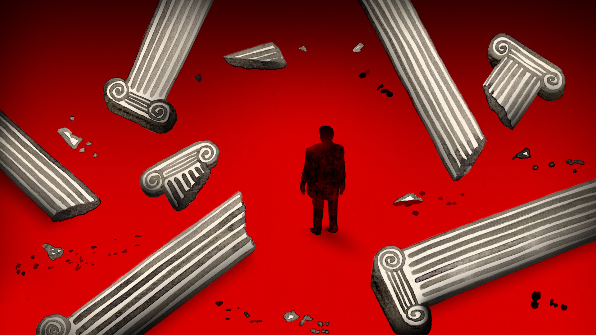 Democracy in America america broken columns democracy ink pillars politics trump usa watercolor