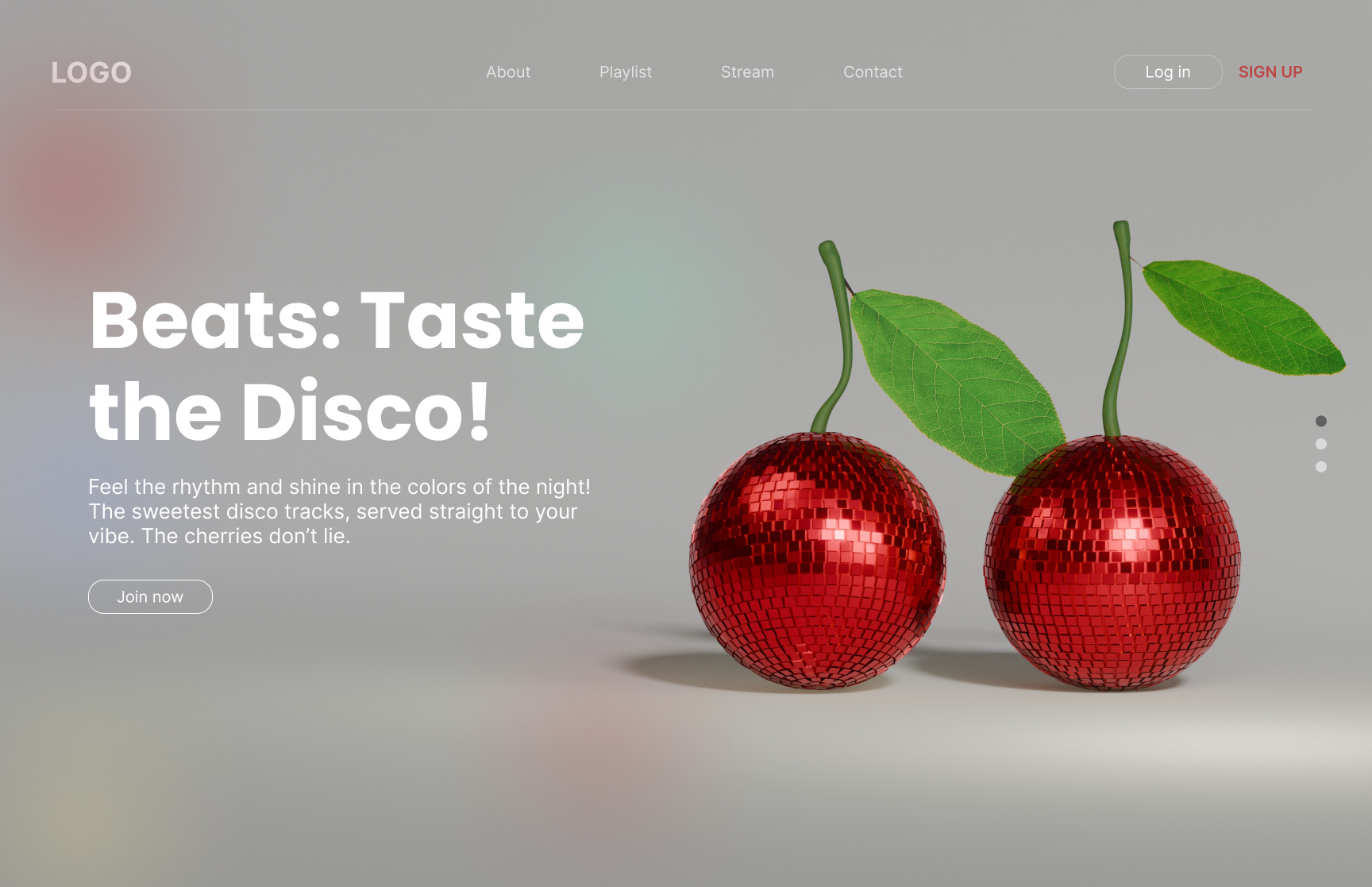 Disco cherries asset 3d asset 3d model 3d render cherries cherry discoball fruits ui design website asset