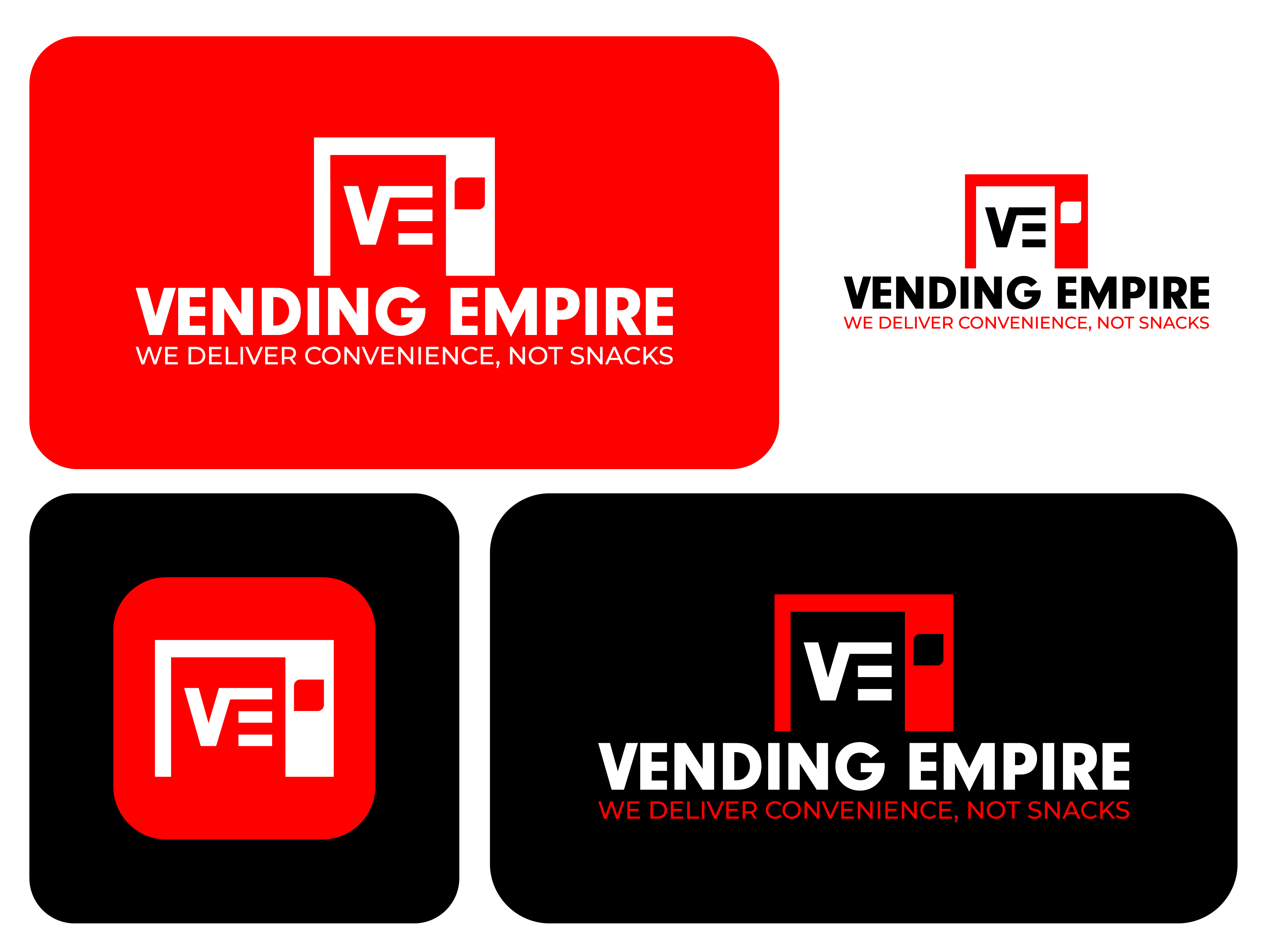 Vending Machine Company Logo Design for Vending Empire automated retail branding beverage vending logo bold typography logo brand identity business identity design convenience service branding corporate logo cyberavanza logo design modern logo design monogram logo professional logo red and black logo snack vending logo ve logo vending business branding vending company logo vending logo design vending machine logo vending services logo