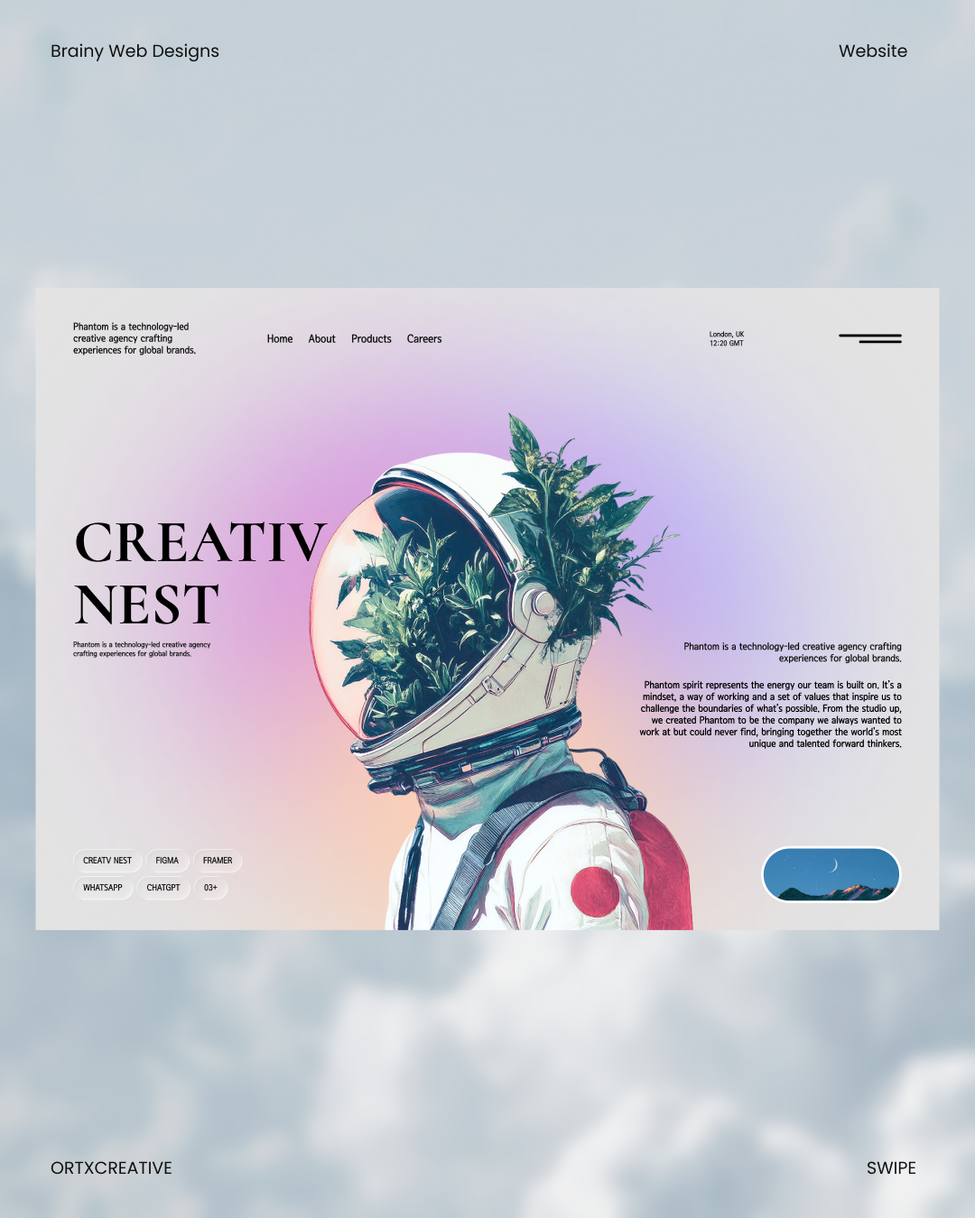 Creativ nest landing pages design figma framer graphic design ui ux