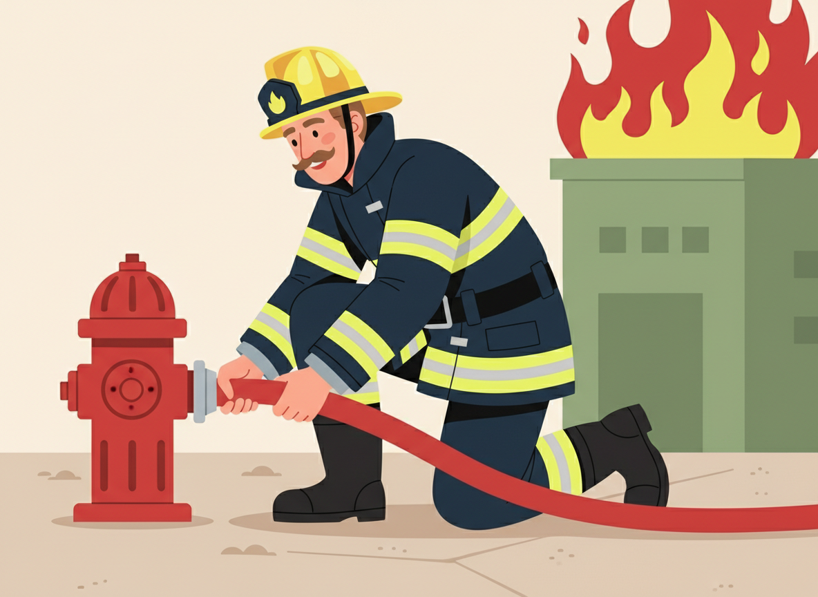 Flat Vector Illustrations of Firefighter Hero adventure emergency fire station firefighter flat hero illustration occupation vector wallpaper web