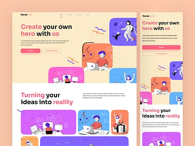 Karakterin Vector Maker Website - Exploration branding clean color design figma illustration layout palette ui ui ux ui design uidesign uiux uix user interface ux uxui vector website yellow