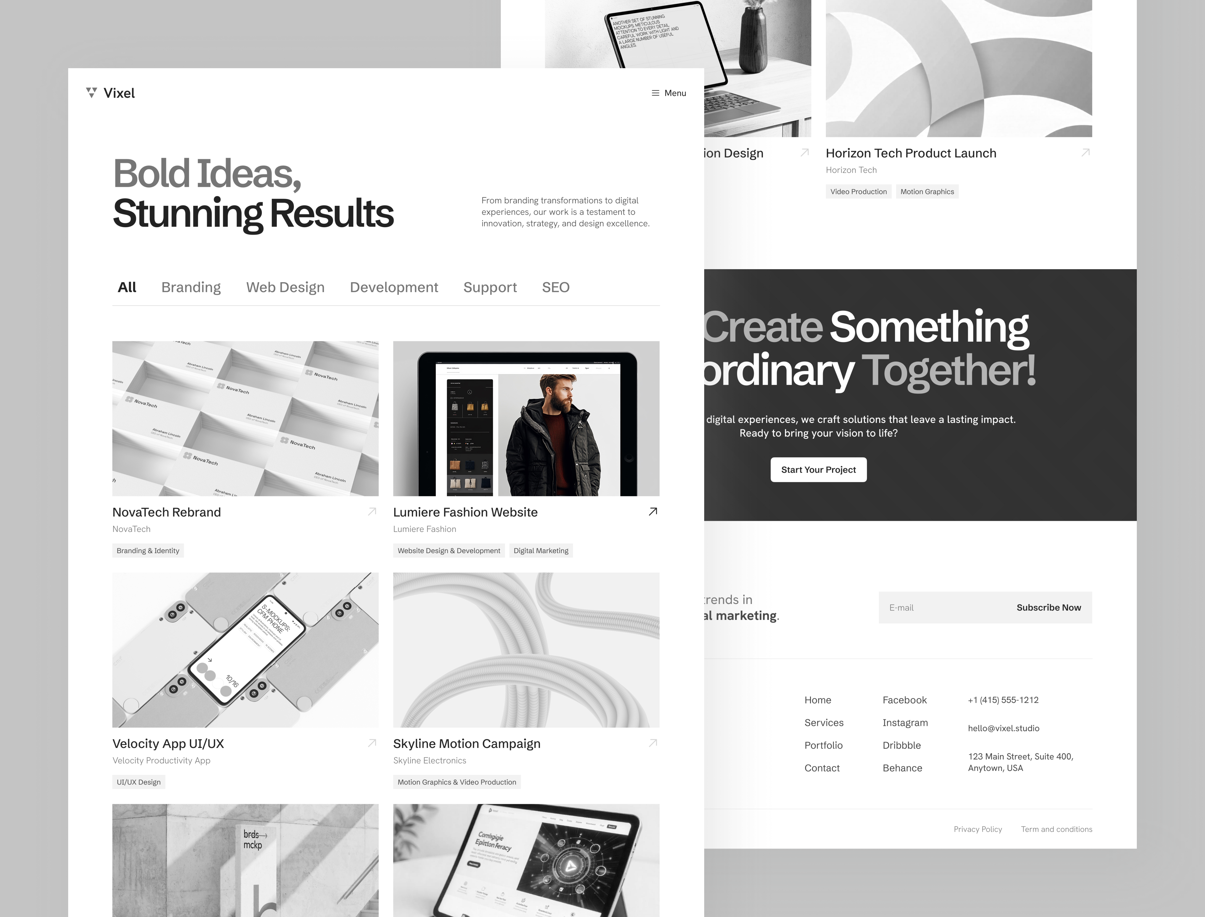 Vixel Projects Page - Creative Agency Website Framer case study creative agency creative design design inspiration digital agency framer modern website portfolio projects responsive ui design ui inspiration ui showcase ui trends uiux ux design web design