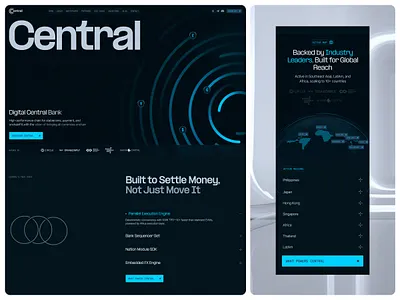 Central - Blockchain Infrastructure for Global Finance asia blockchain branding cryptocurrency defi finance fintech landing page productdesign stablecoin startup token ui uidesign ux web3