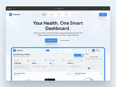Healthcare - Website Design ai design health dashboard health management health website healthcare landing medical medical dashboard medical web app page saas ui web web design webdesign