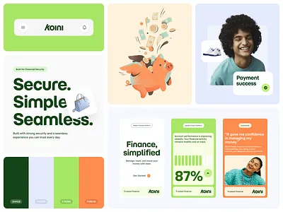 Koini – Financial App Logo brand identity branding concept digital banking finance fintech happy investment logo logomark playful professional trading ui user interface wealth management web app web design wordmark