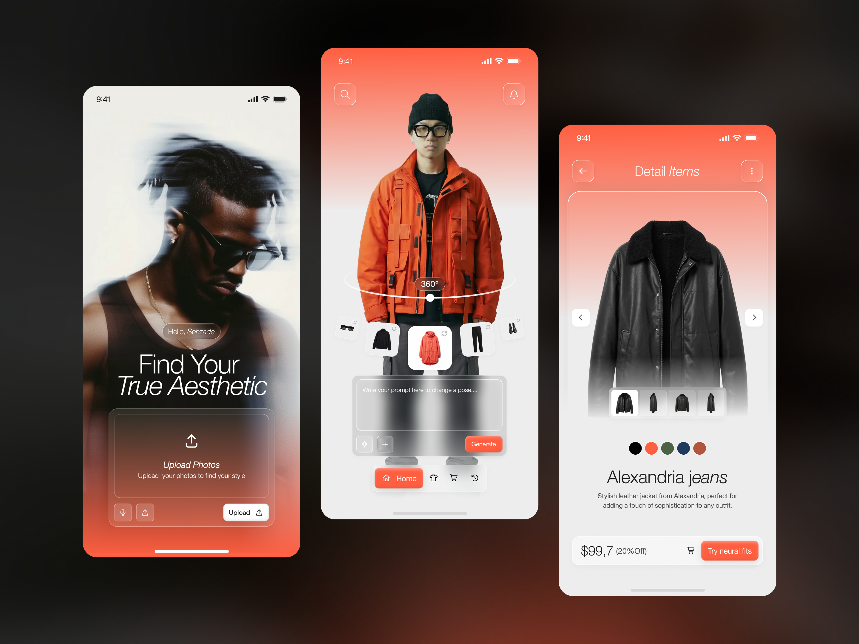Example of Aletheia.ai - AI Fashion Mobile App