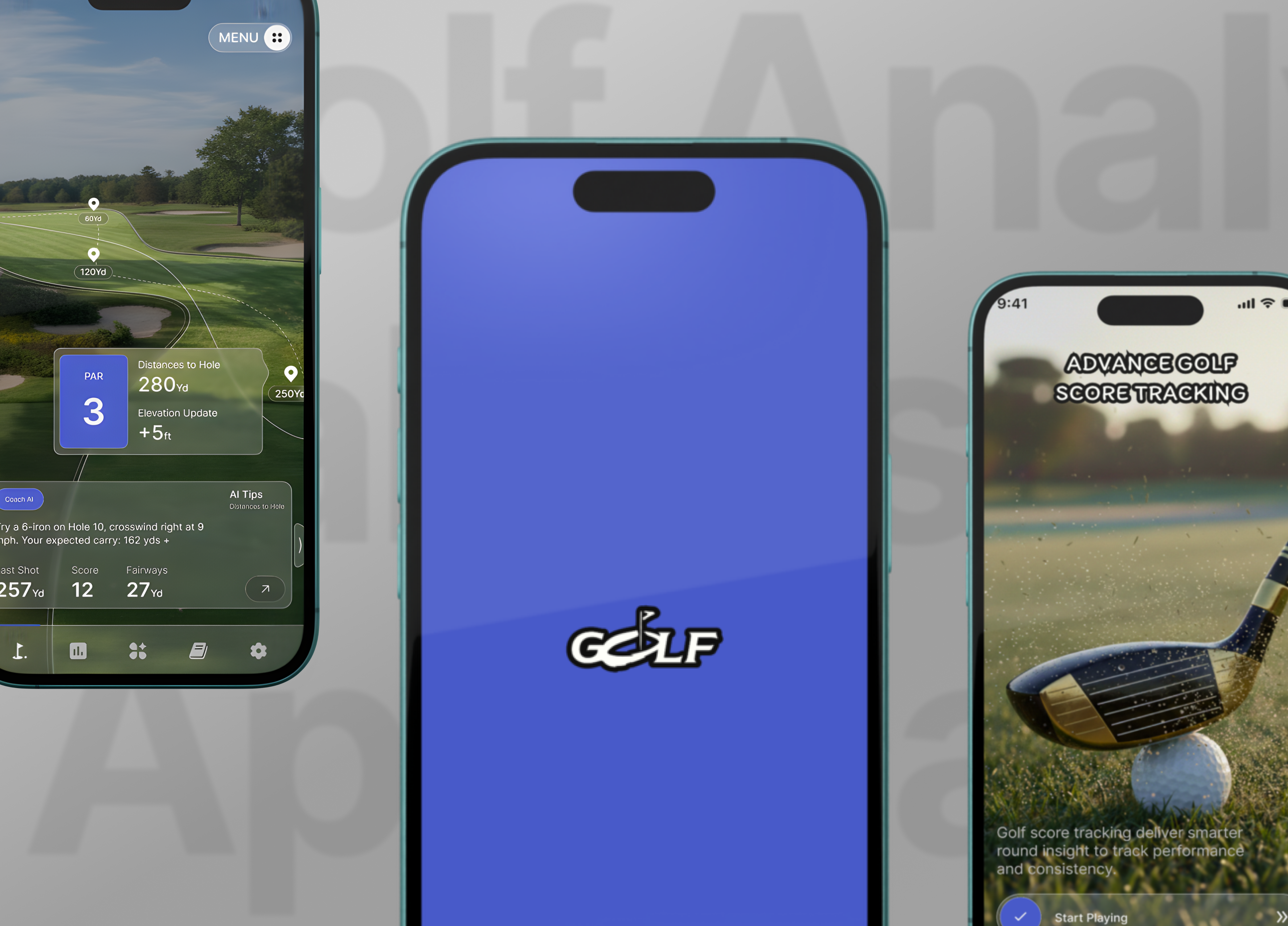 Golf Analysis Application goft ui golf analysis app golf app golf mobile app golf tracking app golf ux tracking app uiux trendy design uiux