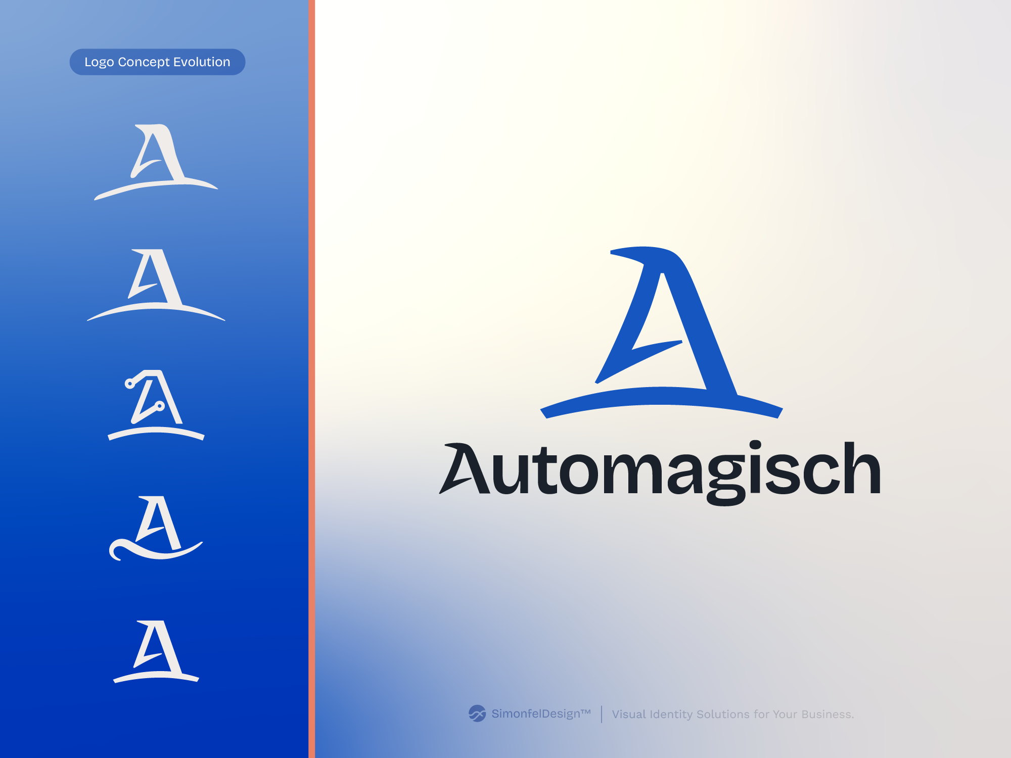 Logo Concept Evolution for Automagisch a logo concepts drafts evolution final design letter a lettermark logo sketch logomark magic minimal modern sketches smart home sorcerer wizard wizard hat