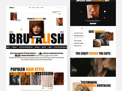 BRUTALISH - Hair Salon Studio Website 2026 bold brutaldesign brutalism clean cool dashboard design hair iconic illustration landingpage model salon studio stylish ui uiux ux website