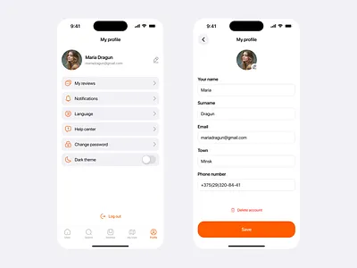 Travel planning app. Personal profile. mobile app personal profile travel planning app uxui