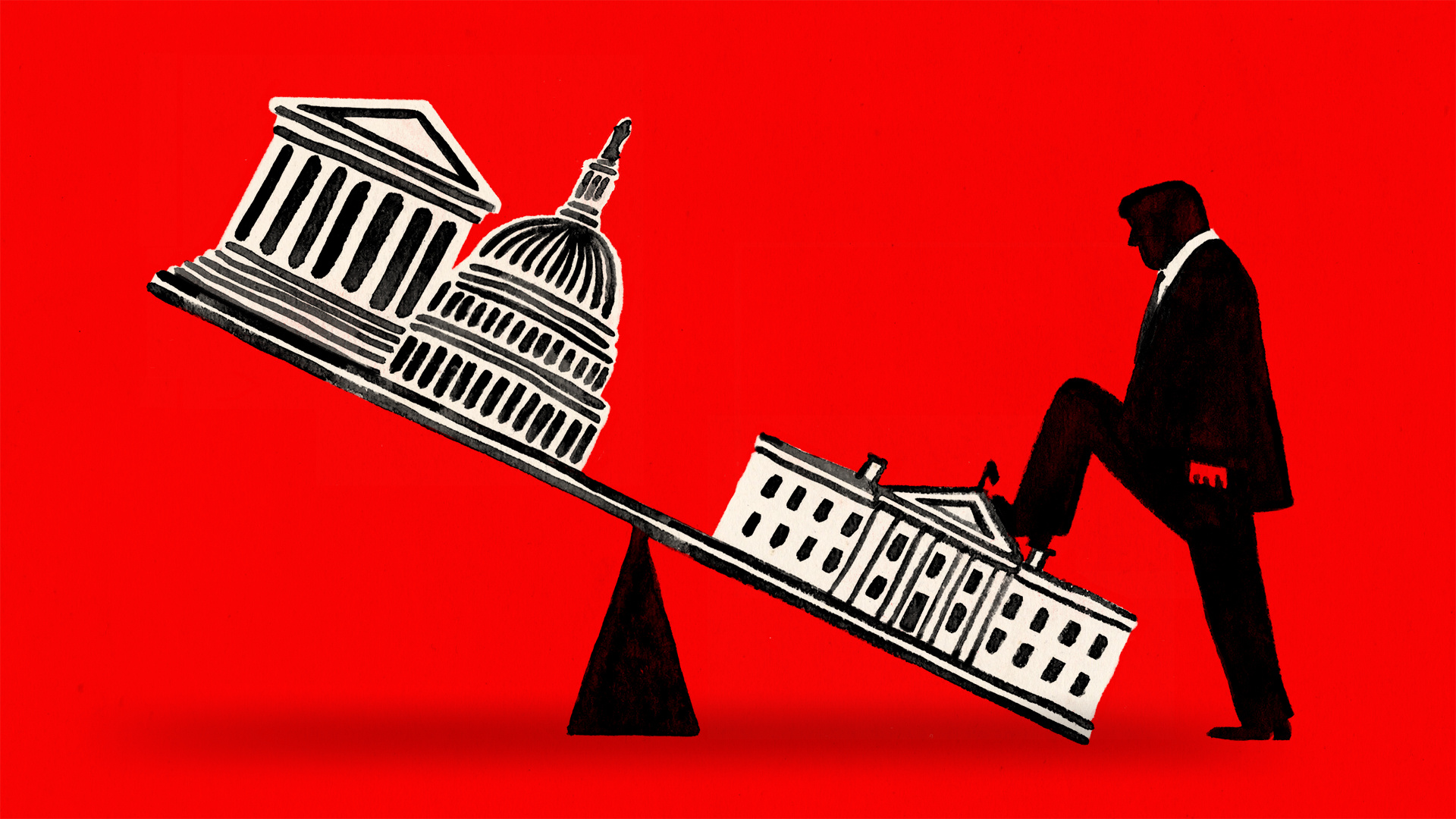 Checks & balances america branch capitol congress executive judicial legislative manipulate politics push scale supreme court trump usa watercolor white house