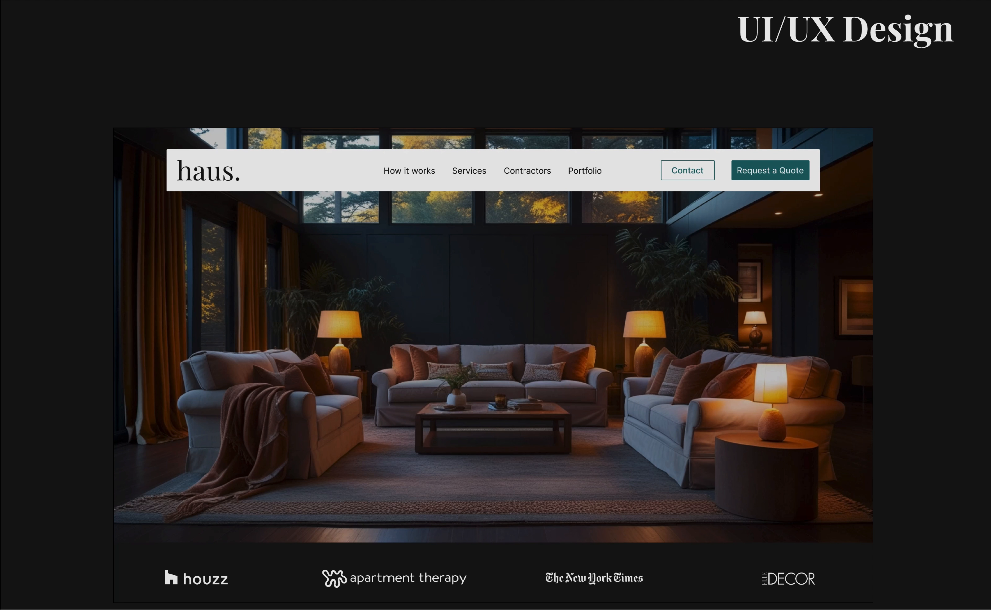 Example of UI/UX DESIGN || haus. LANDINGPAGE