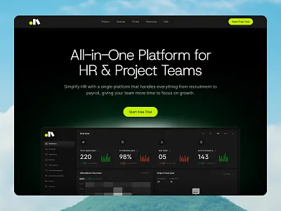 HR Management Website – Hero Section design interface product service startup ui ux web