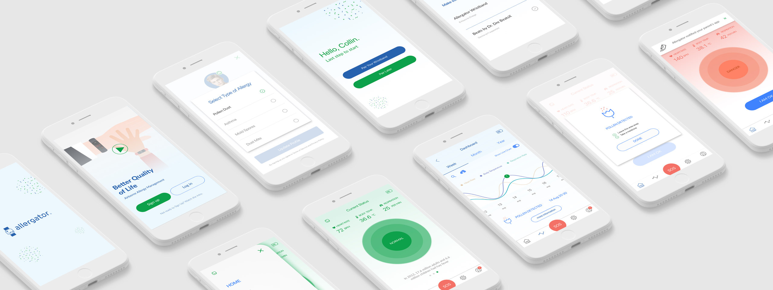 Allergy Tracking App — UX/UI Concept accessibility alert system case study concept design design process health app interaction design iot low fidelity mobile app monitoring app product design prototyping safety critical ux ui design user flow ux design uxui wearable tech wireframes
