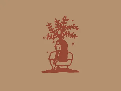 Contemplation branding classic design earth graphic design illustration logo moon mystic nature plants stars tree universe vector woman