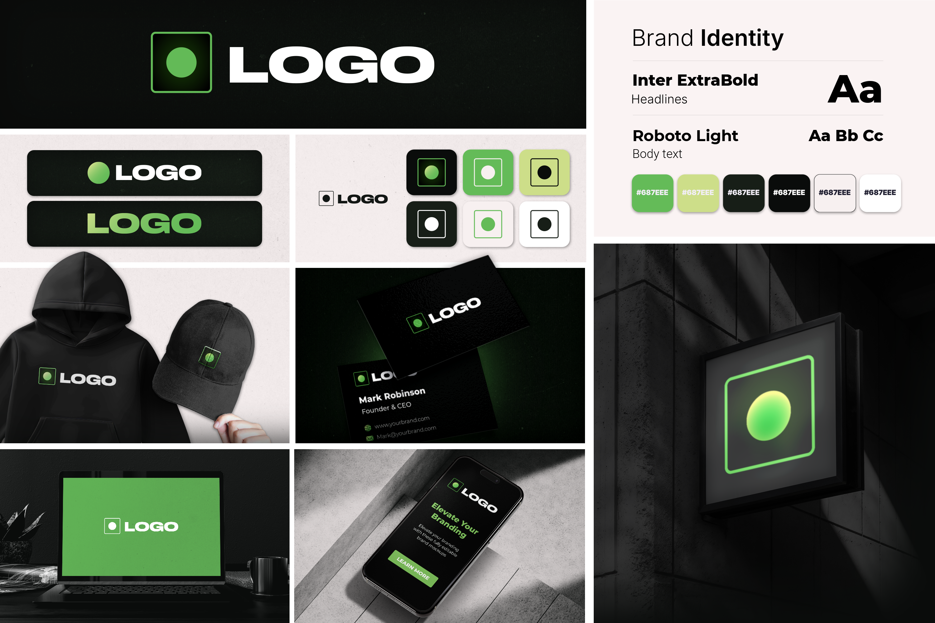 Minimal Brand Identity Mockup: Logo, Colours & Applications brand mockup brand template branding branding mockup logo mockup mockup modern branding template