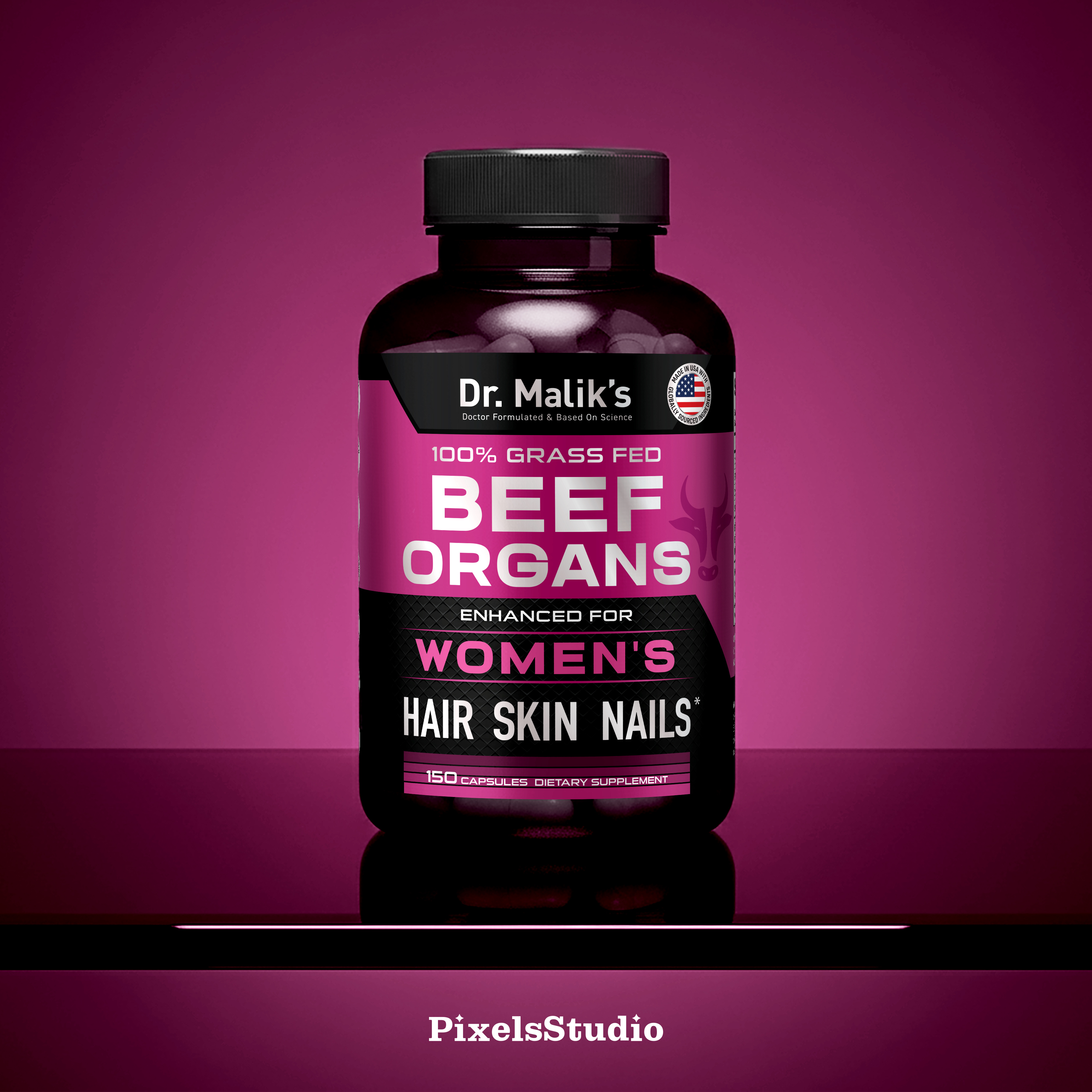 Beef Organs Capsules ✦ Branding, Packaging, 3D beef organs capsules hair label nails packagign design product packaging skin supplement supplement label design