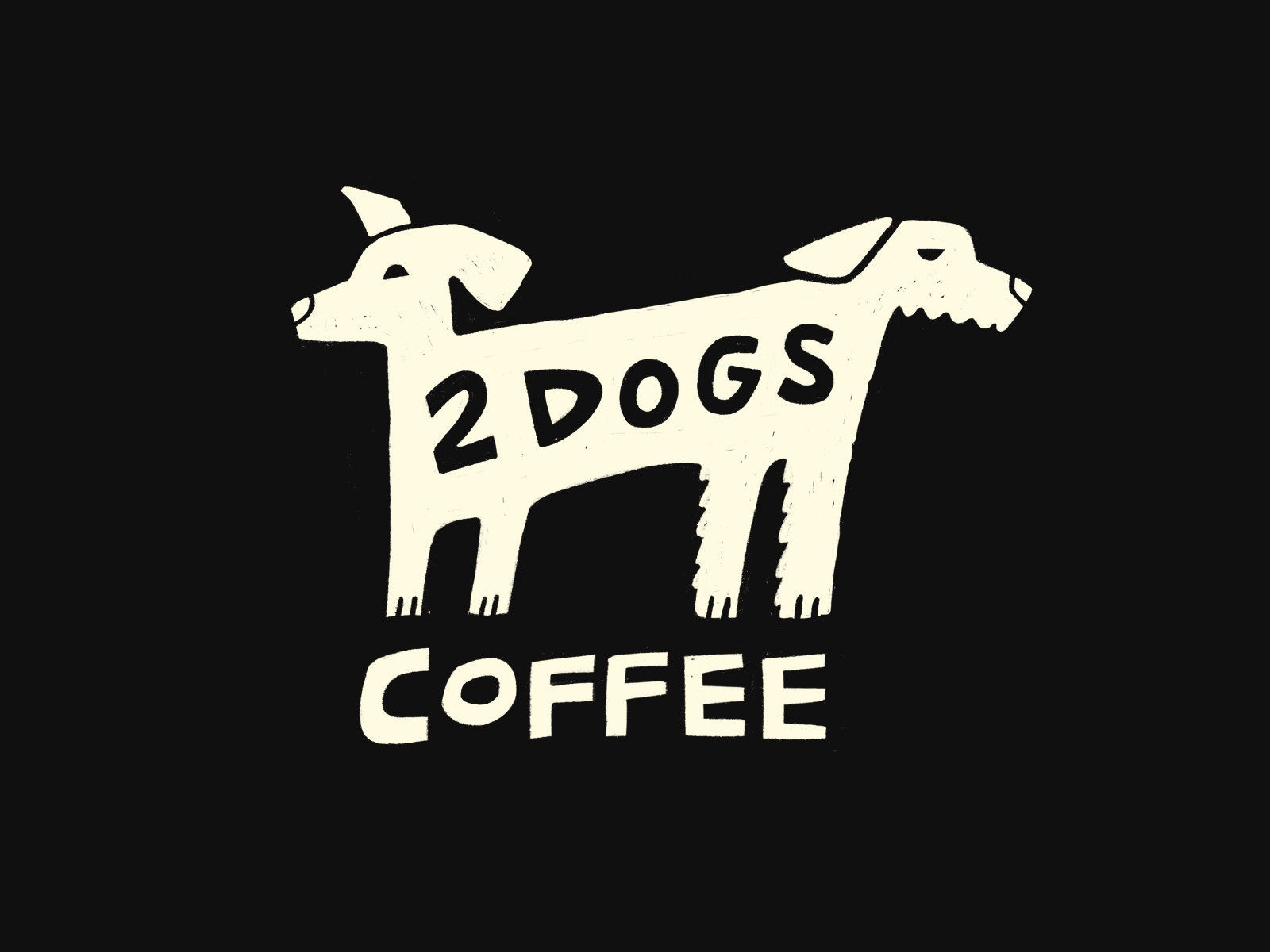2 Dogs Coffee Branding animal logo cappuchino coffee coffee branding coffee cart coffee illustration coffee logo dog logo edgy logo espresso espresso machine flat white hand lettering illustrated logo illustration la marzocco lattee small business textured logo third wave coffee