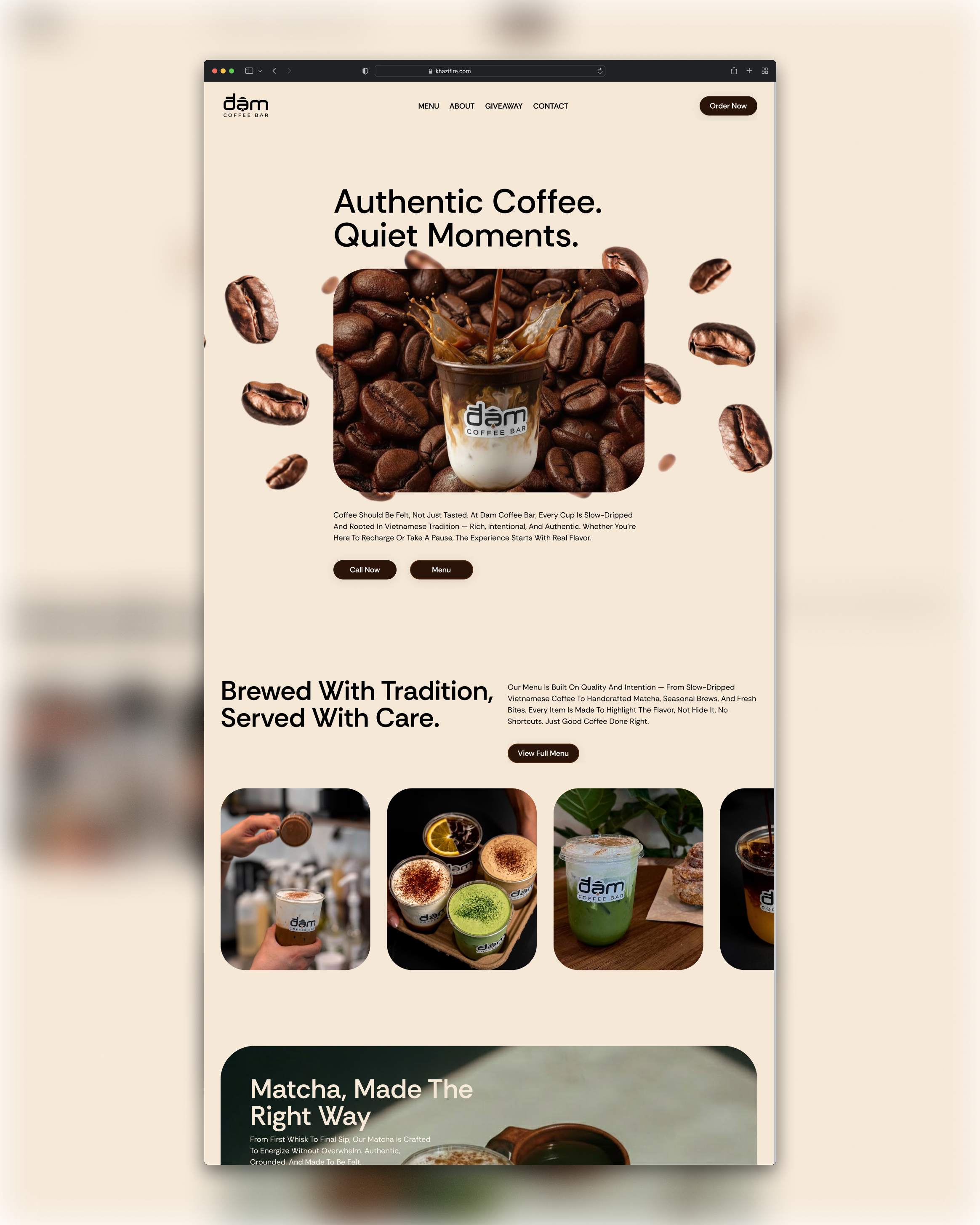 Coffee Bar — Web Design & Brand Experience branding cafe website calm design design illustration landing page minimalistic modern restaurant restaurant website ui visual first design we