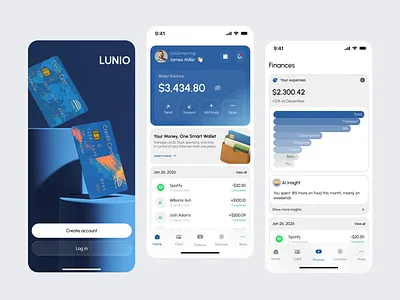 Lunio - Mobile Finance App app design banking budget debit card design finance finance app finance mobile app fintech fintech app interface investment mobile mobile app product design ui ui design uiux ux wallet