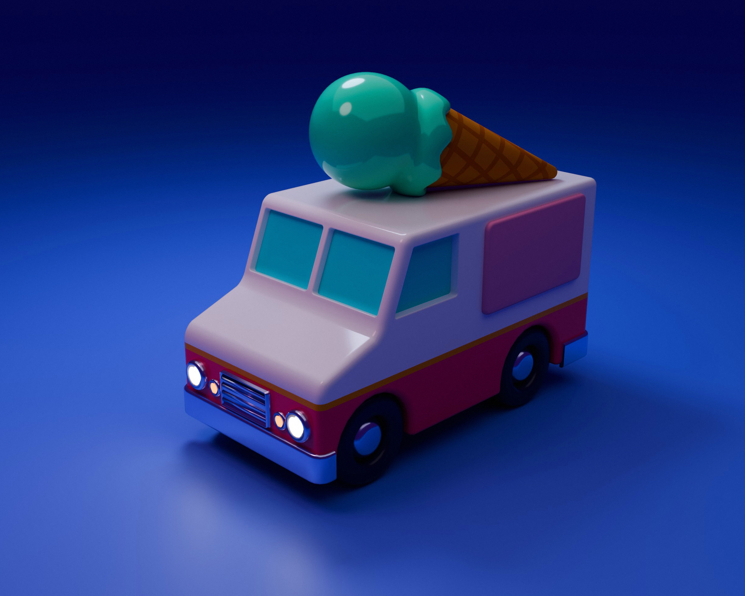 Ice Cream Truck 3d 3d art art blender design food ice cream illustration modeling polygon polygon runway sweets treat truck tutorial