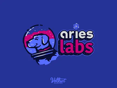 Aries Labs astronaut illustration lab labrador retriever logo logo design outer space space space suit vector