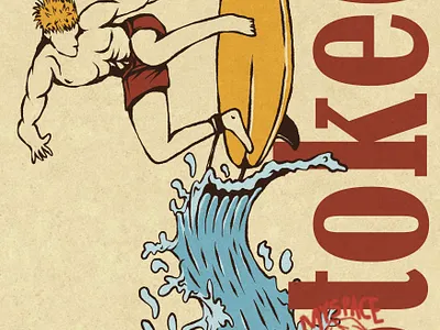 STOKED SURF apparel beach branding clothing commission drawing graphic design illustration logo summer surf tshirt vintage