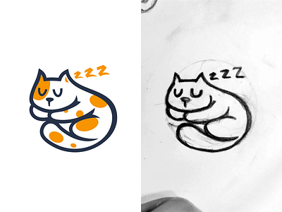 Sleep Cat (For Sale!) animal cat design graphic design illustration kitten logo simple sleep vector