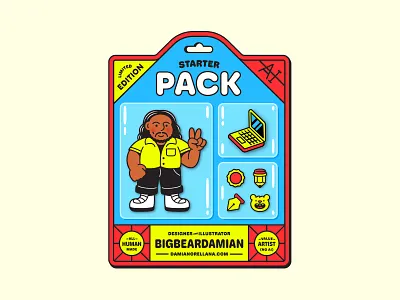 Starter Pack 2025 ai bear branding character computer design flat graphic design icon illustration laptop logo packaging pen tool pencil portrait print sun toy vector