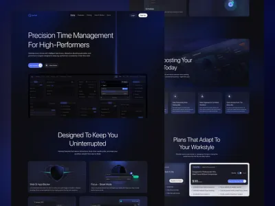 Zentick - Time Management Landing Page app dark mode design landing page mac bar time managament track timer ui ui design ux web design