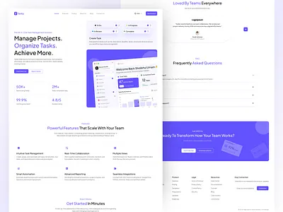 Taskly - Task Management Website landing page product design project saas task task management ui design web web design website website design