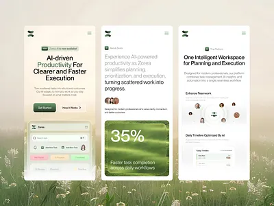 Zorea - AI Saas Productivity Website Responsive ai app design branding design landing page mobile app ui uiux web design website