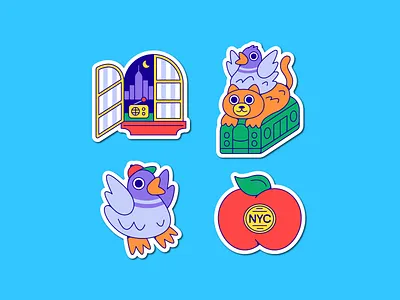 NYC Illustration Study apple branding brooklyn cat character city design graphic design icon illustration logo new york city night nyc pigeon radio skyline vector window