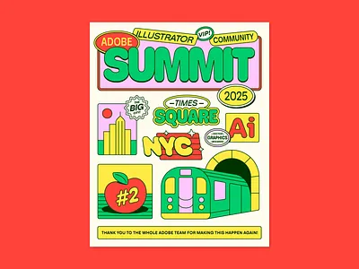 Adobe Illustrator Summit #2 apple branding buldings city design digital elements flat graphic design icon illustration logo manhattan new york city nyc print sign subway sun vector