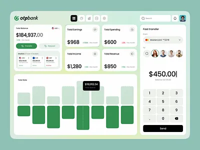 Digital Banking Dashboard bank account clean dashboard design digital bank digital banking finance platform financial investment money management product design savings transactions transfer ui visual identity web app web design