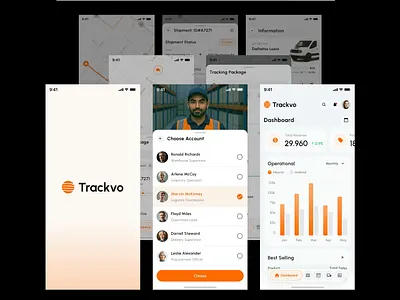 Trackvo - Animation SAAS Warehouse Management UI Kit animation app drivers inventory load location management mobile package reports saas schedule shipment shipping track ui design ux design vehicle warehouse