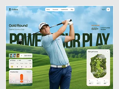 Golfera - Golf Club Website design figma template figma uiux golf club website golf course design landing page design luxury club website modern golf website oripio oripio design agency sajibur desig sports website design ui ui ux design web design web ui website design