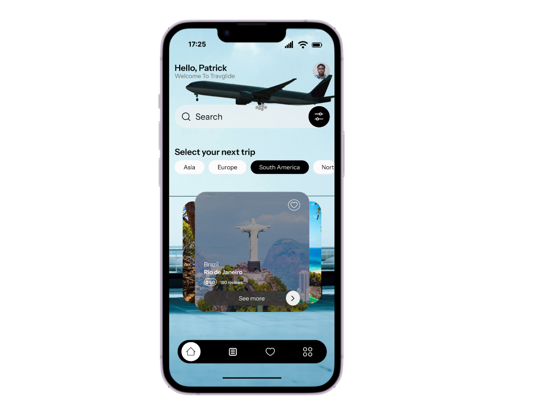 Travel Booking Mobile App - Travglide branding figma mobile app design prototyping ui uiux design ux ux research